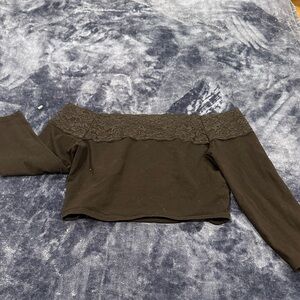 Forever 21 Black Off-Shoulder Crop Top